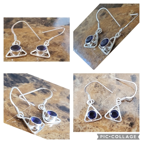 Genuine 2ct African Amethyst Earrings - Picture 3 of 5